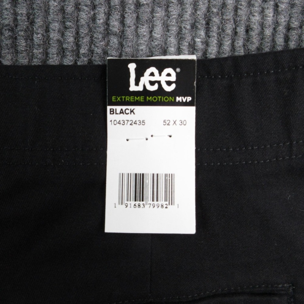 Lee Pants Mens 52x30 Black Chino Extreme Motion MVP Big Tall Regular 50x28.5 NWT - Picture 13 of 16